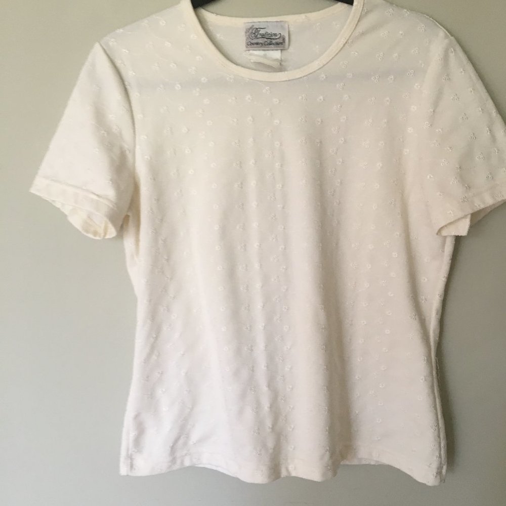 Eyelet T-shirt  in a buttery cream color